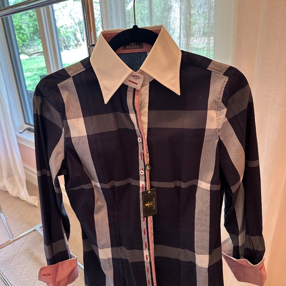Flor de Liso Tops - FiorDaLiso Plaid Collared shirt - NWT